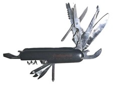 Claiborne For Men Multi-Tool Pocket Knife Black Stainless Steel Camping Vintage