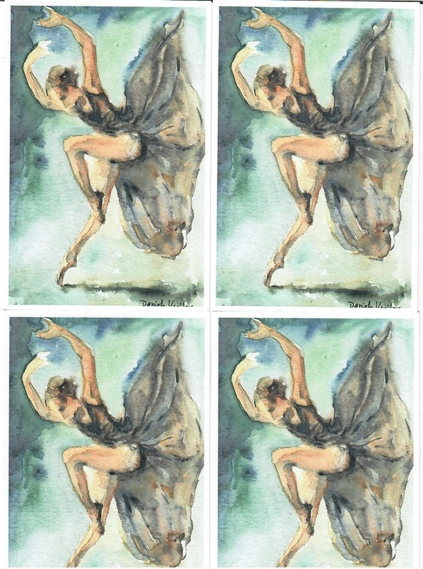 POSTCARD "FOUR DANCERS" Print from Original  Work POSTCARD 4 CARDS