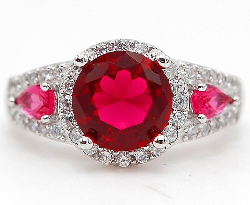 4CT Heat Treated Rubellite Tourmaline 925 Solid Sterling Silver Ring Sz 6 J1-1