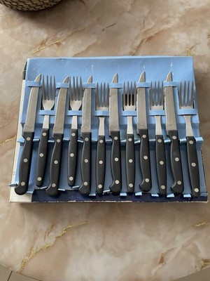 Steak Knife und Fork Set Im Schwarz 12 Pieces Stainless Steel
