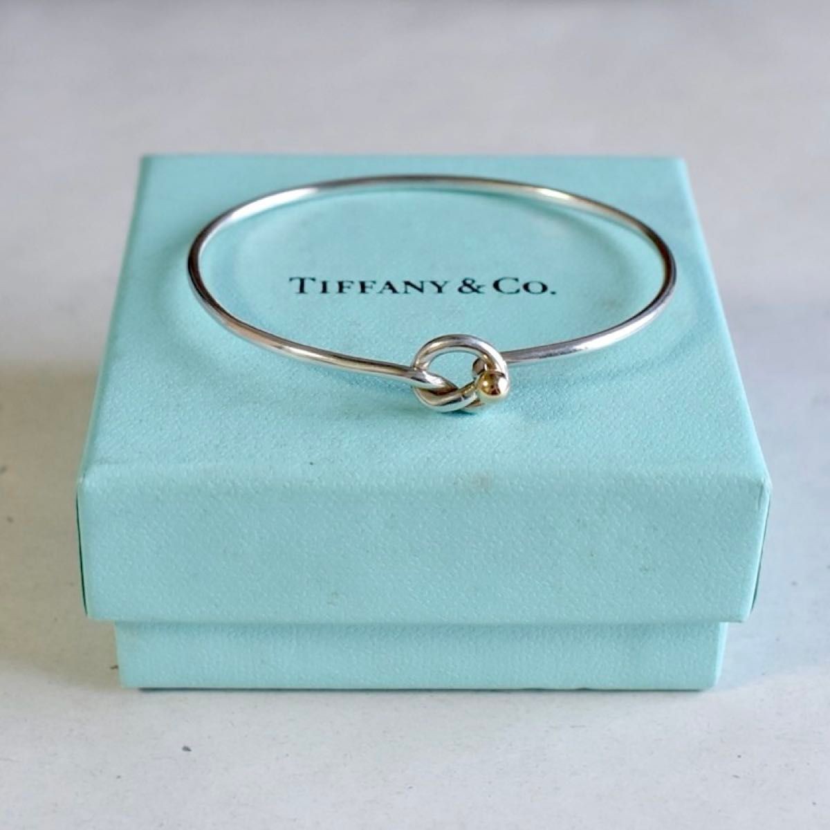Tiffany & Co. Love Knot Bangle Auth Silver 925 & K18 Gold Combination