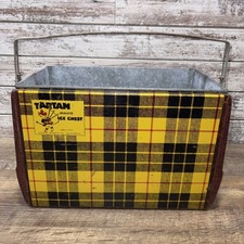 Cofre de hielo aislado tartán vintage/enfriador a cuadros Poloron Products EE. UU. *Sin tapa*