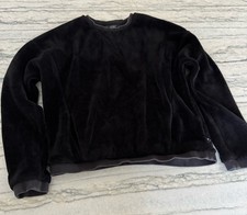 Athleta Girl Feelin' Great 2.0 Sweatshirt Crewneck Black Velour Size M 8-10