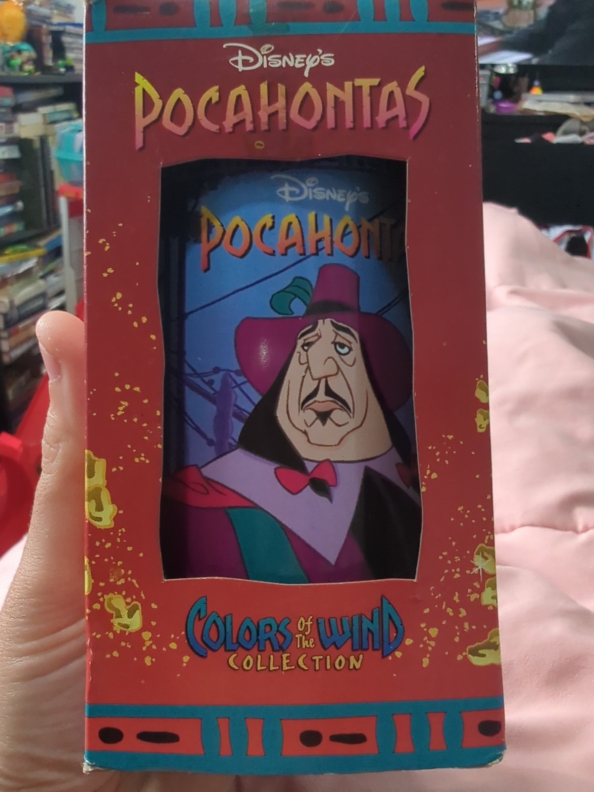 Disney Pocahontas Burger King Collectible Glass Cup Featuring Governor Ratcliffe and Percy