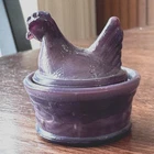 RARE Vintage 1997 EE Bowman PURPLE MILK Glass Mini Hen On Nest