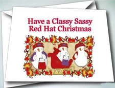 24 Red Hat HOLIDAY (CHRISTMAS) cards w/ envelopes FOR RED HAT LADIES OF SOCIETY 