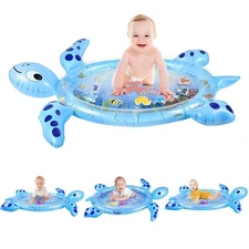 Inflatable Tummy Time Water Mat Sea Turtle Shape for 3-12 Month Baby