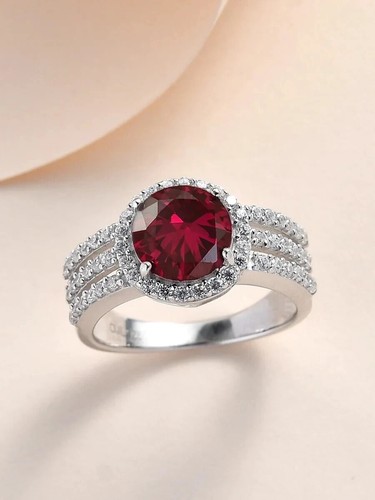 2.70 Ct Round Cut Natural Ruby & Diamond Engagement Ring 14K White Gold Solid - Picture 2 of 5