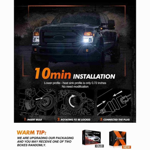 SEALIGHT X1 H11/H9/H8 6000K Super Bright White LED Headlight Bulbs Low Beam 2PCS - Foto 7 di 10
