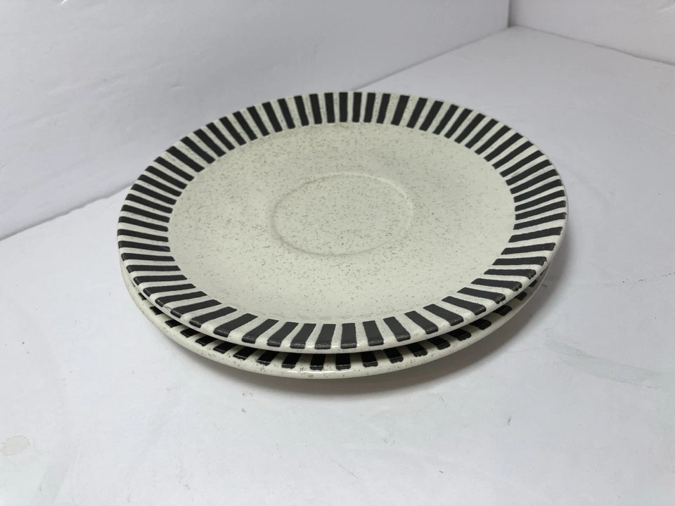 VTG Sango Teacup Saucers Speckled Stoneware PATIO SAND #6164 Set Of 2 EUC - Image 3 of 4