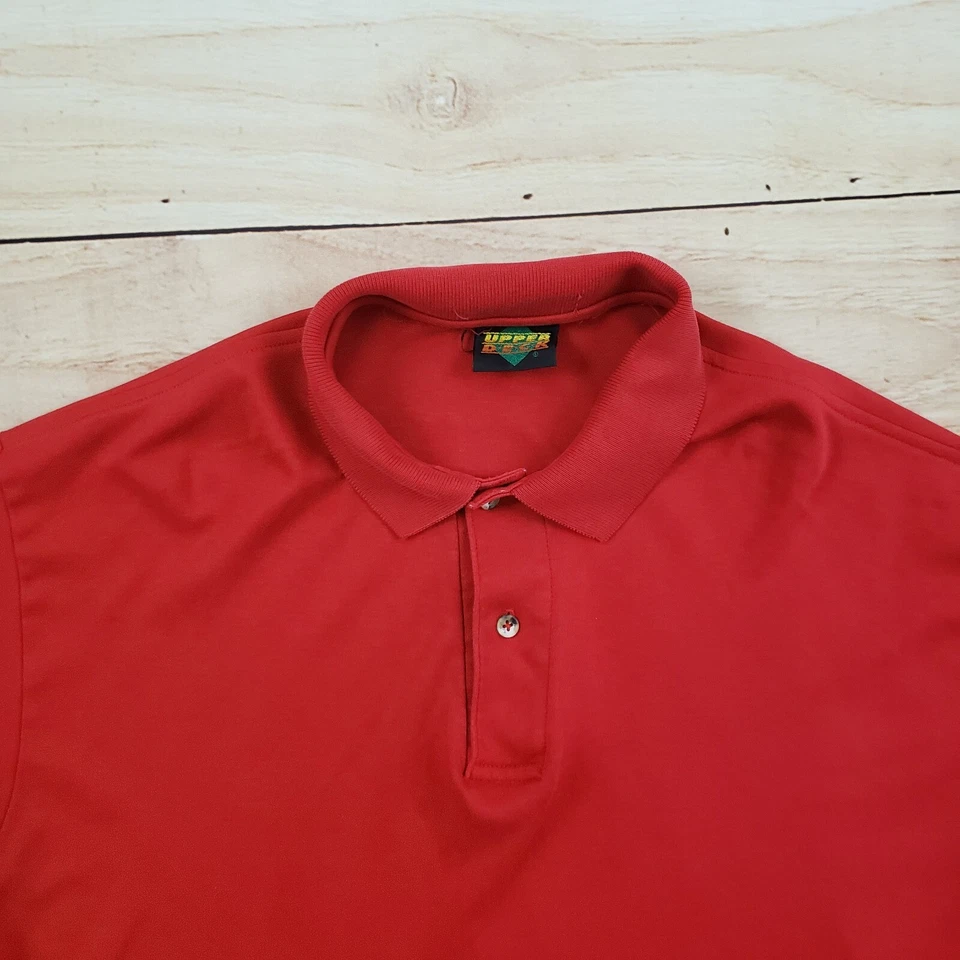 VINTAGE Camisa Polo Cubierta Superior Para Hombres Grande Roja Exterior Tarjetas de Béisbol Adulto Años 90 * Foto 3 de 4