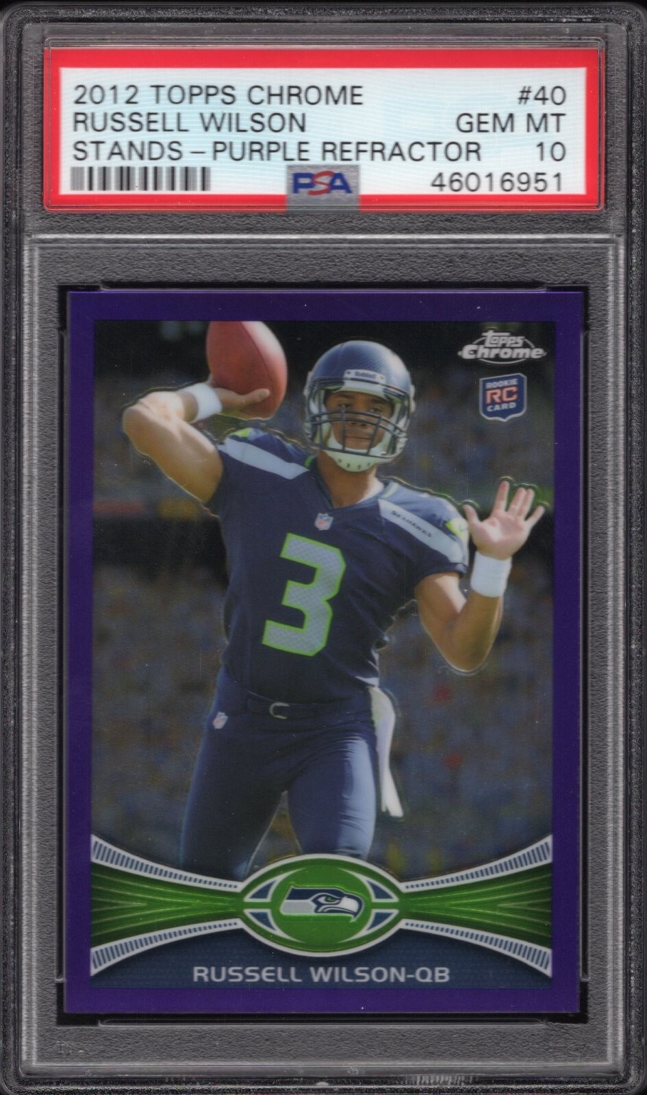 2012 Topps Chrome Russell Wilson #40 RC Purple Refractor # 341/499 PSA 10 GEM