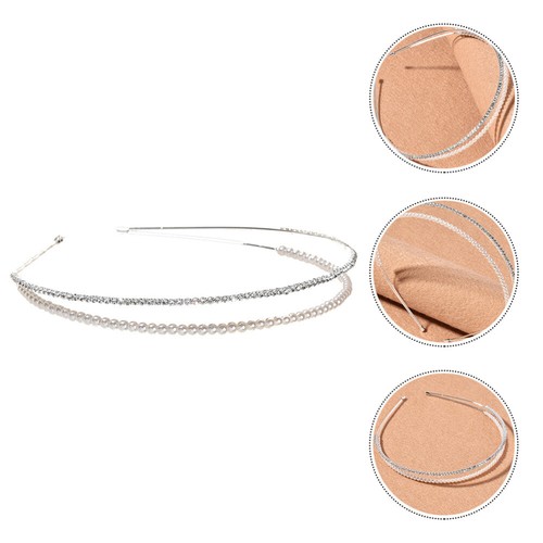 Bandeau Floral Avec Perles Imitation Pour Mariage - Diadème Anti-dérapant 2 Rangs - Accessoire Cheveux Pour Mariée, Femme, Fille