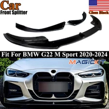 For BMW 4 Series 20-23 G22 G23 M Sport 430i M440i Gloss Black Front Lip Splitter