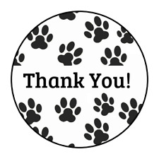 30 THANK YOU PAW PRINTS ENVELOPE SEALS LABELS STICKERS 1.5" ROUND GIFTS TAGS