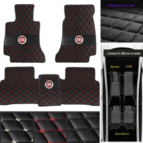 For Fiat 500/500L/500X Car Floor Mats Custom Waterproof PU Leather Carpets Rugs - Imagen 3 de 38