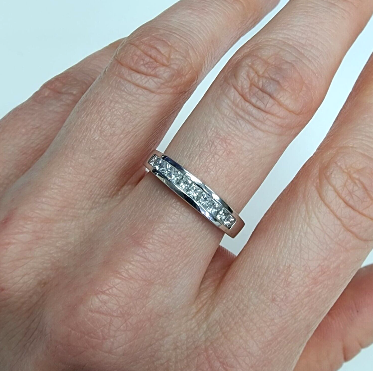 Princess Cut Diamond Platinum Channel Set Diamond Wedding Band