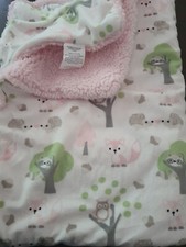 Blankets Beyond owl fox Hedgehog pink sherpa baby blanket Animal forest Security