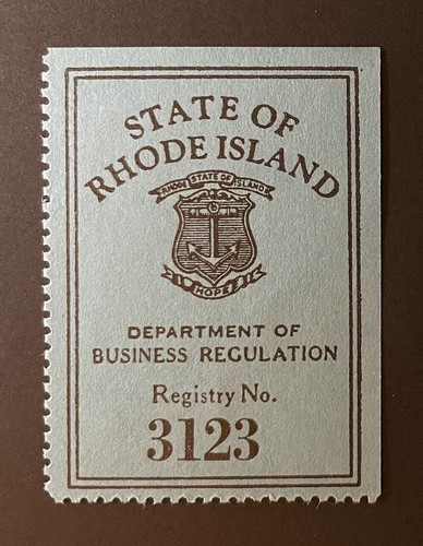 Rhode Island State Revenue - Bedding Tax #BD1 - Original Gum, Mint, never hinged