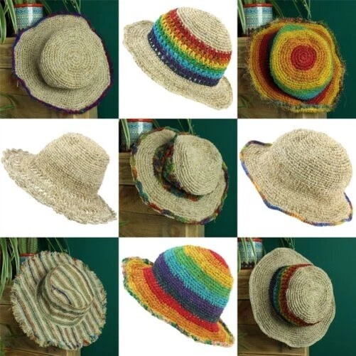 Chapeau De Soleil En Chanvre Et Coton Boho, Bord Large Été Festival - Photo 1/1