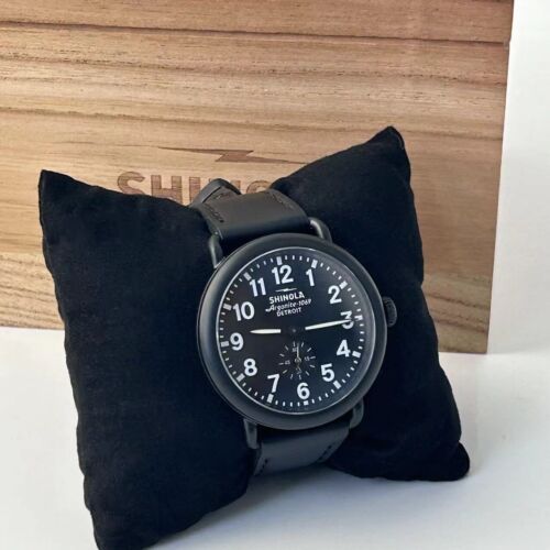 Shinola The Runwell 41mm ARGONITE 1069 Black Dial & Black Strap Quartz Men Watch - Picture 12 of 14