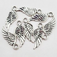 Angel Wing Charm Pendant Silver-Plated 16x7mm Jewelry Findings 8pcs