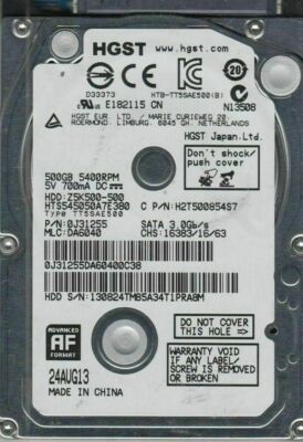 【中古-非常に良い】 HGSTジャパン (500GB) HTS545050A7E380 (2.5HDD 5400rpm 7mm) Travelstar Z5K500 HTS545050A7E380 500GB HGST 246時間 非常に良い Tested