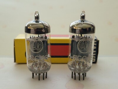 2x Philips ECC83 12AX7 Short Plates Matching Codes - Holland 1963 - Valvo Label