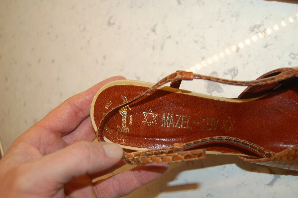 Sexy! ZAPATOS DE TACÓN ALTO DISCOTECA DE COLECCIÓN AÑOS 70 MARRÓN PIEL DE SERPIENTE REAL PUNTA ABIERTA 37/7? Foto 4 de 4