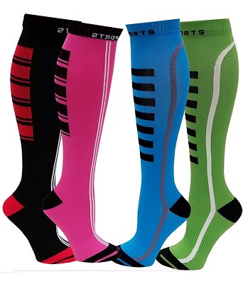 4 Pairs Dr. Shams Sports  Athletes Support Compression Knee High Socks