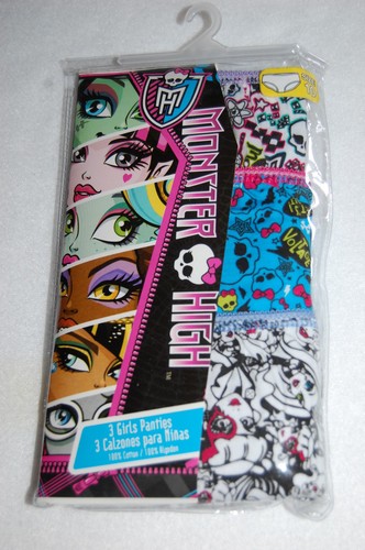 Girls 3 PAIR MONSTER HIGH PANTIES 100% Cotton SKULLS Briefs SIZE 6 8 - Picture 5 of 5