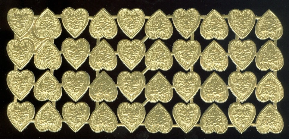 Scrap Die Cut German Dresden Gold Foil Paper Floral Hearts Victorian Crafts