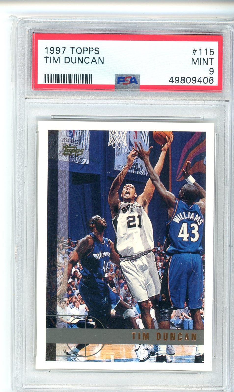1997 Topps #115 Tim Duncan PSA 9