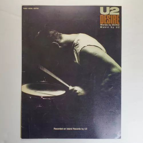 U2 Desire 1988 Piano Vocal Guitar Sheet Music Words by Bono Music by U2