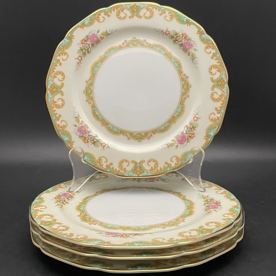 Juego de 4 platos de ensalada/postre Noritake Morimura Roseglow 1931-1940 Japón 7,5" de diámetro Foto 3 de 4