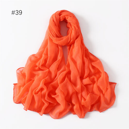 Bufandas viscosa para mujer de colores sólidos y envolturas pañuelo transpirable hiyab - Imagen 50 de 69