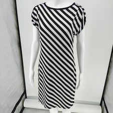 MICHAEL Michael Kors Black and White Striped Tulip-Sleeve Jersey Dress (XS)