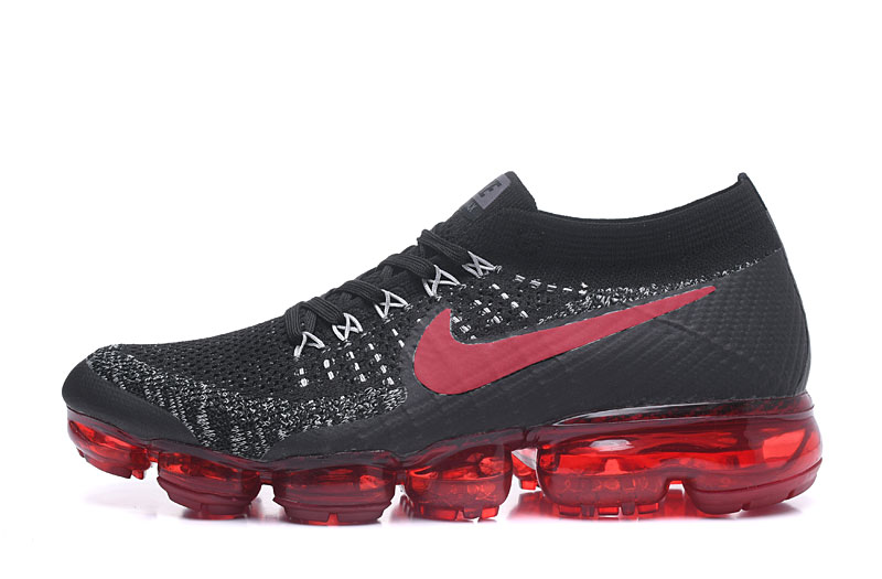 Nike Air VaporMax Flyknit Black Red Mens Running Shoes Free Shipping 849558-013