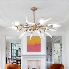 Modern 24-Light Sputnik Chandelier with Clear Glass Globe Chandelier LED Lights