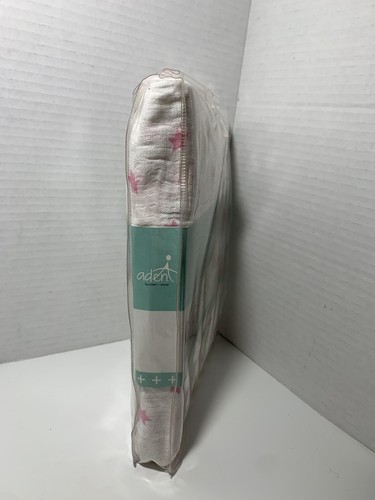 Aden + Anais Cotton Muslin Crib Sheet Pink & Grey Stars Fits Up To 52” x 28” NEW - Picture 4 of 7