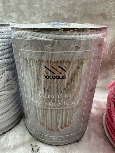 Macrame Bundle White & Pink Cord, Wood Beads, Hoops Jewelry Craft Supplies - Picture 3 of 14