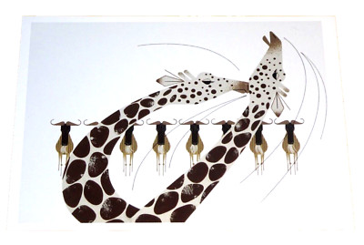 TIERPOSTKARTE ~ ''HALS UND HALS'' - GIRAFFEN & WASSERBÜFFEL VON CHARLEY HARPER