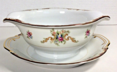 Vintage Harmony House ''WEMBLEY'' China Gravy Boat with  attached Underplate