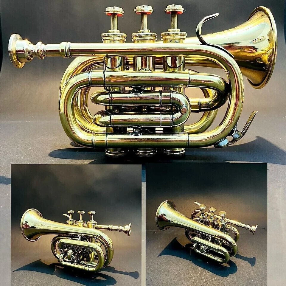 Trompette De Poche En Si Bémol Or Rose Avec Embouchure Et Étui - ONLIEST OVERSEAS