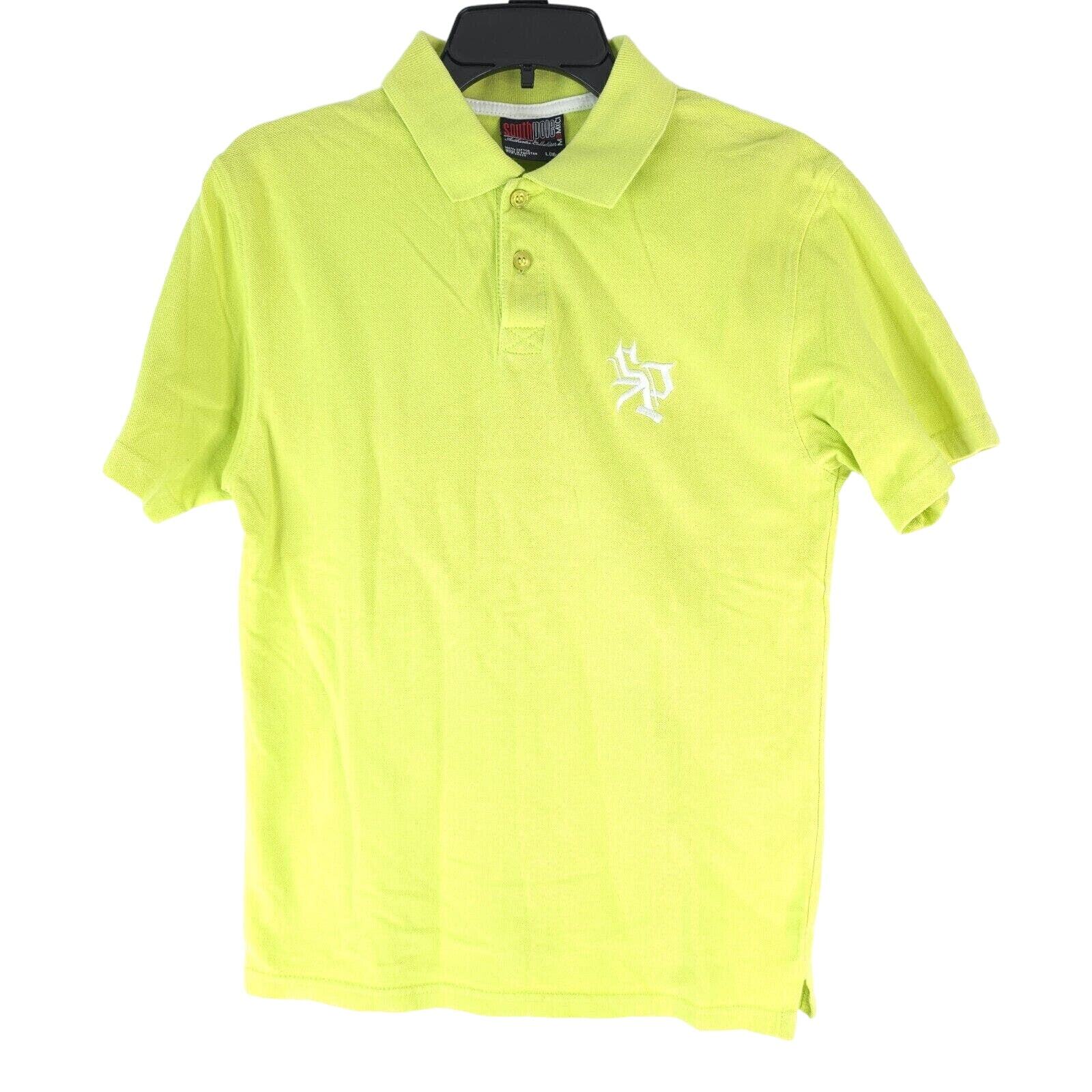 Vintage Southpole Polo Shirt Kids Youth Large 16-18 Neon Green/Yellow Y2K