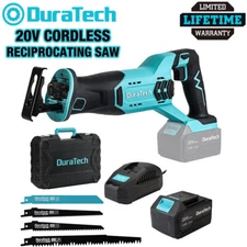 DURATECH 20V 4.0Ah Cordless Reciprocating Saw 3000RPM 7/8" Stroke Variable Speed