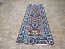 4'2 X 11'8 Hand Knotted Runner Rust Red Tribal Kazak Oriental Rug G4568