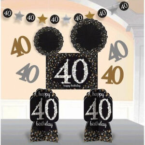 OVER THE HILL Sparkling 40th  BIRTHDAY  ROOM DECORATING  KIT  