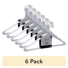 (6 pack) Mainstays Drip Dry Wire Clothing Hangers, 10 Pack,White, Plastic Coated