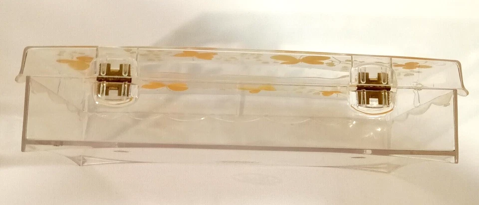 Wolff Acrílico Transparente Mariposa Pañuelo Caja Soporte Tapa Bisagras Naranja Amarillo De Colección Foto 3 de 4